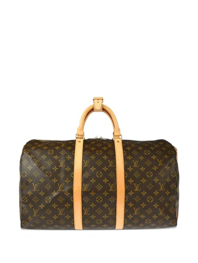 Pre-owned Louis Vuitton 2003 Monogram Keepall 50 Duffle Travel Bag In Brown