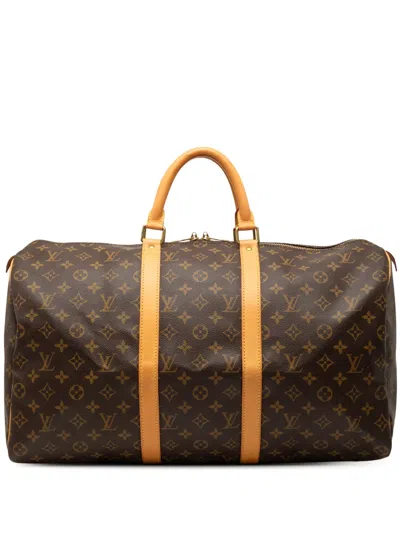 Pre-owned Louis Vuitton 2003 Monogram Keepall 50 Travel Bag In Brown
