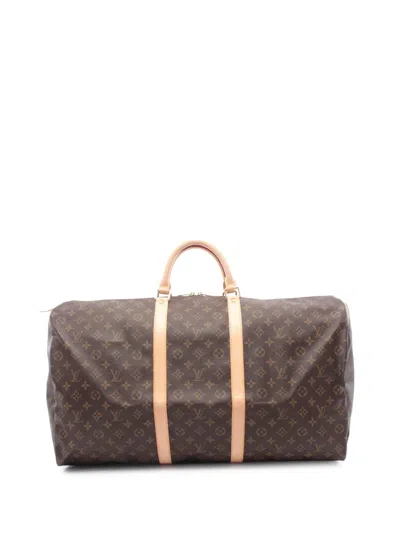 Pre-owned Louis Vuitton 2003 Monogram Keepall 60 Travel Bag In Brown