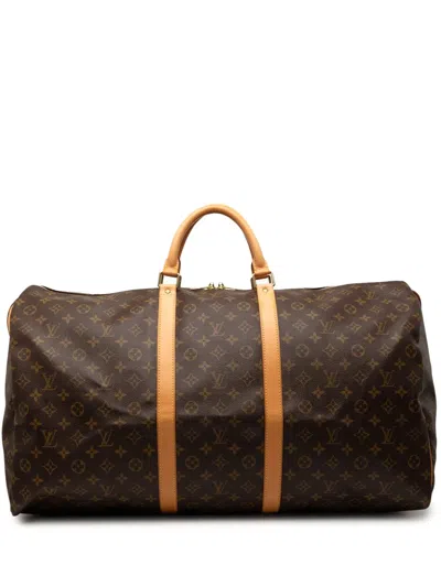 Pre-owned Louis Vuitton 2003 Monogram Keepall 60 Travel Bag In Brown