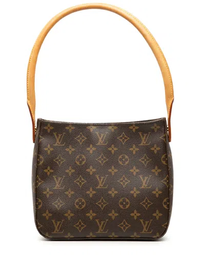 Pre-owned Louis Vuitton 2003 Monogram Looping Mm Shoulder Bag In Brown