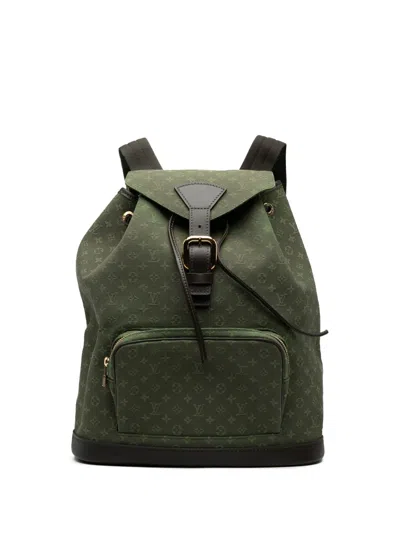 Pre-owned Louis Vuitton 2003 Monogram Mini Lin Montsouris Gm Backpack In Green