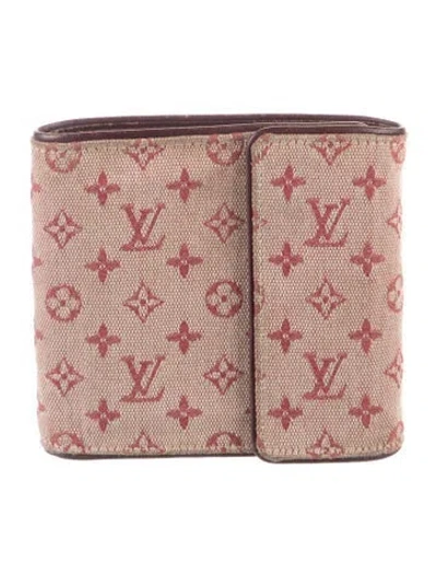 Pre-owned Louis Vuitton 2003 Monogram Mini Lin Pattern Compact Wallet In Pink