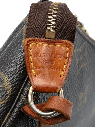 Pre-owned Louis Vuitton 2003 Monogram Mini Pochette Accessoires Handbag In Brown