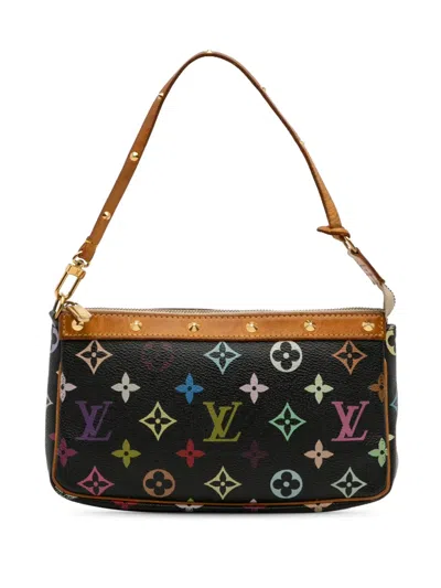Pre-owned Louis Vuitton 2003 Monogram Multicolore Pochette Accessoires Shoulder Bag In Black