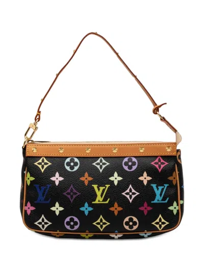 Pre-owned Louis Vuitton 2003 Monogram Multicolore Pochette Accessoires Shoulder Bag In Black