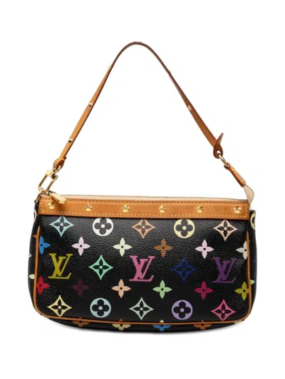 Pre-owned Louis Vuitton 2003 Monogram Multicolore Pochette Accessoires Shoulder Bag In Black