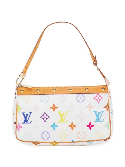 Pre-owned Louis Vuitton 2003 Monogram Multicolore Pochette Accessoires Shoulder Bag In White