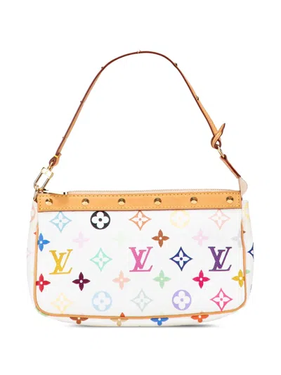 Pre-owned Louis Vuitton 2003 Monogram Multicolore Pochette Accessoires Shoulder Bag In White