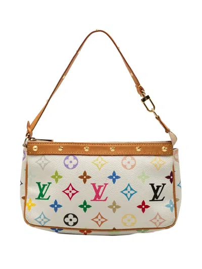 Pre-owned Louis Vuitton 2003 Monogram Multicolore Pochette Accessoires Shoulder Bag In White