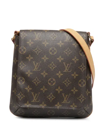 Pre-owned Louis Vuitton 2003 Monogram Musette Salsa Pm Long Strap Crossbody Bag In Brown