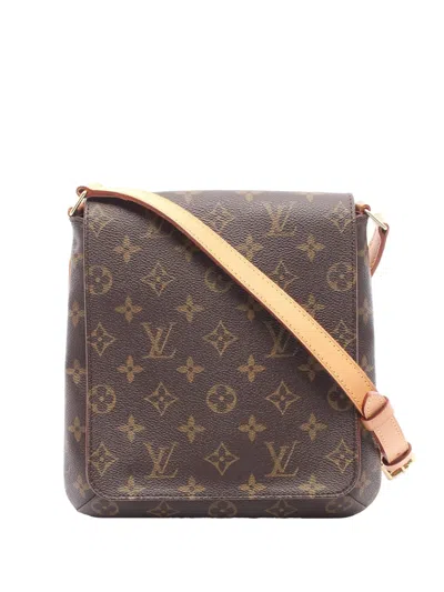 Pre-owned Louis Vuitton 2003 Monogram Musette Salsa Pm Long Strap Crossbody Bag In Brown