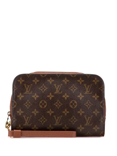 Pre-owned Louis Vuitton 2003 Monogram Orsay Clutch Bag In Brown