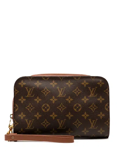 Pre-owned Louis Vuitton 2003 Monogram Orsay Clutch Bag In Brown