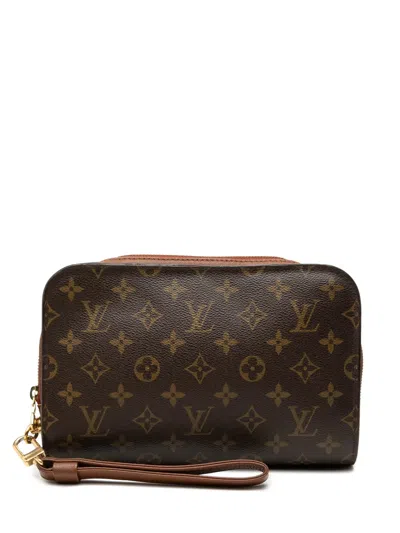 Pre-owned Louis Vuitton 2003 Monogram Orsay Clutch Bag In Brown