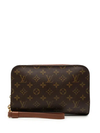 Pre-owned Louis Vuitton 2003 Monogram Orsay Clutch Bag In Brown