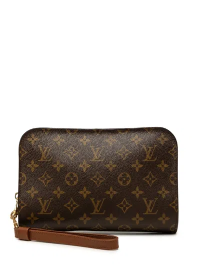 Pre-owned Louis Vuitton 2003 Monogram Orsay Clutch Bag In Brown
