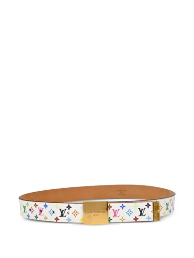 Pre-owned Louis Vuitton 2003 Monogram-pattern Belt In White