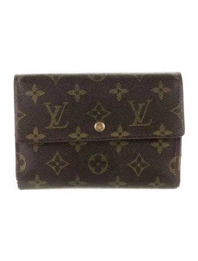 Pre-owned Louis Vuitton 2003 Monogram Pattern Porte-trésor Étui Papier Wallet In Brown