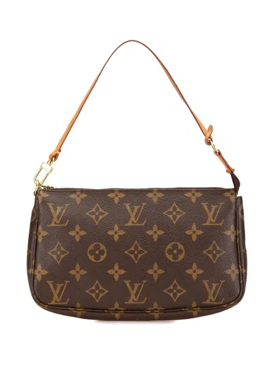 Pre-owned Louis Vuitton 2003 Monogram Pochette Accessoires Shoulder Bag In Brown