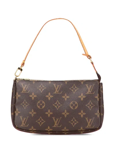 Pre-owned Louis Vuitton 2003 Monogram Pochette Accessoires Shoulder Bag In Brown