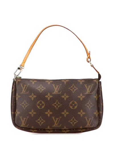 Pre-owned Louis Vuitton 2003 Monogram Pochette Accessoires Shoulder Bag In Brown