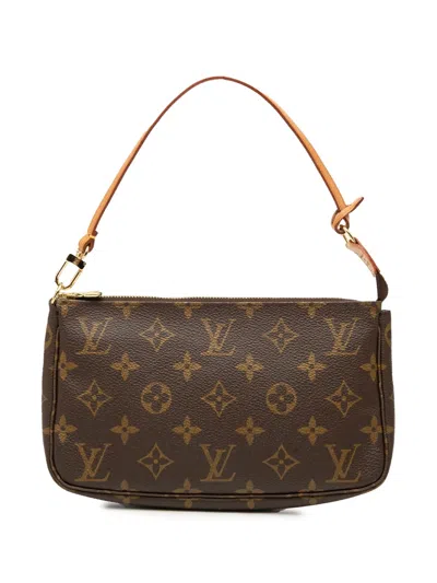 Pre-owned Louis Vuitton 2003 Monogram Pochette Accessoires Shoulder Bag In Brown