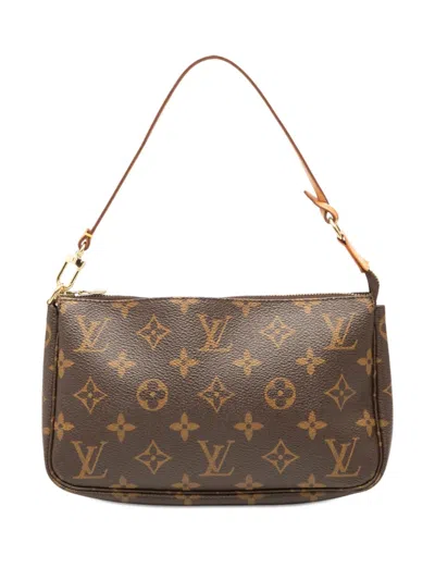 Pre-owned Louis Vuitton 2003 Monogram Pochette Accessoires Shoulder Bag In Brown