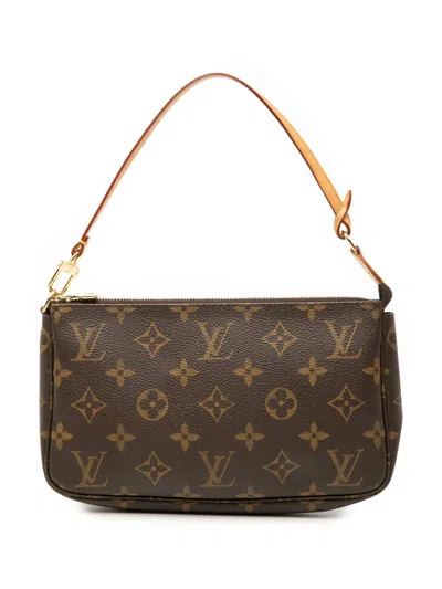 Pre-owned Louis Vuitton 2003 Monogram Pochette Accessoires Shoulder Bag In Brown