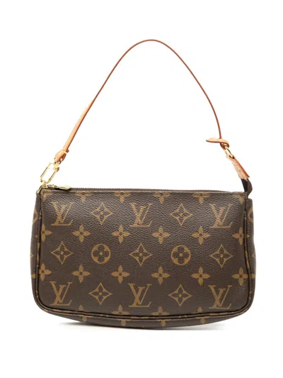 Pre-owned Louis Vuitton 2003 Monogram Pochette Accessoires Shoulder Bag In Brown