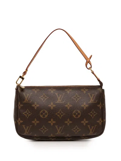 Pre-owned Louis Vuitton 2003 Monogram Pochette Accessoires Shoulder Bag In Brown