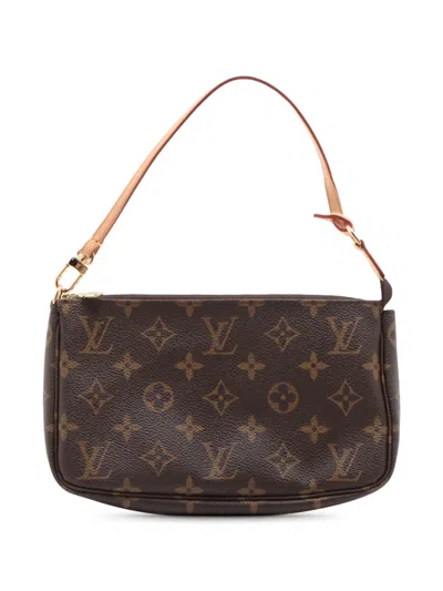 Pre-owned Louis Vuitton 2003 Monogram Pochette Accessoires Shoulder Bag In Brown