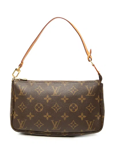 Pre-owned Louis Vuitton 2003 Monogram Pochette Accessoires Shoulder Bag In Brown
