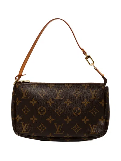 Pre-owned Louis Vuitton 2003 Monogram Pochette Accessoires Shoulder Bag In Brown