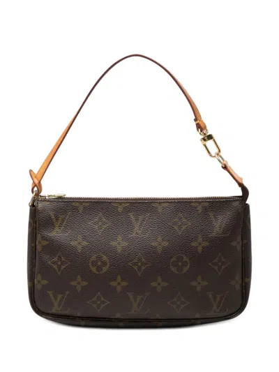 Pre-owned Louis Vuitton 2003 Monogram Pochette Accessoires Shoulder Bag In Brown