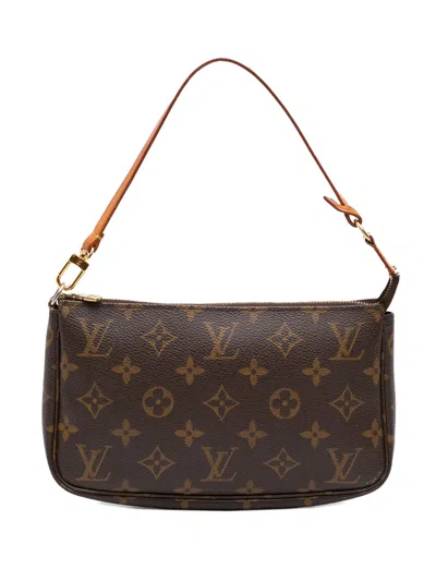 Pre-owned Louis Vuitton 2003 Monogram Pochette Accessoires Shoulder Bag In Brown