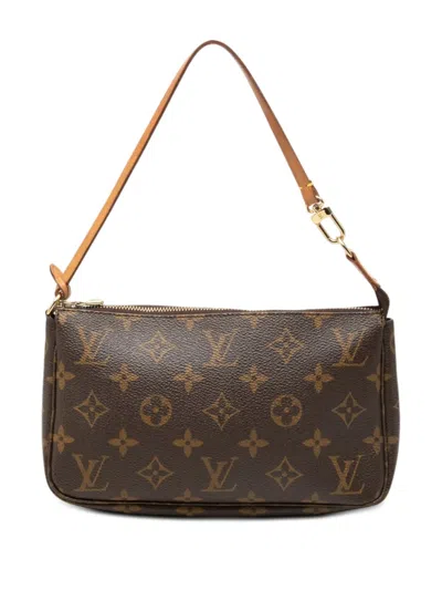 Pre-owned Louis Vuitton 2003 Monogram Pochette Accessoires Shoulder Bag In Brown