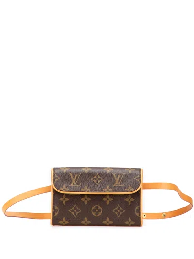 Pre-owned Louis Vuitton 2003 Monogram Pochette Florentine Belt Bag In Brown