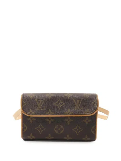 Pre-owned Louis Vuitton 2003 Monogram Pochette Florentine Belt Bag In Brown