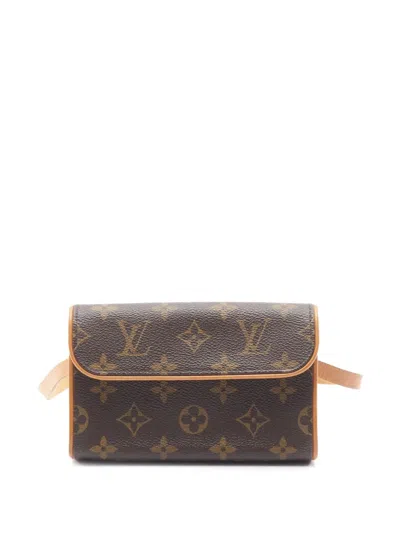 Pre-owned Louis Vuitton 2003 Monogram Pochette Florentine Belt Bag In Brown