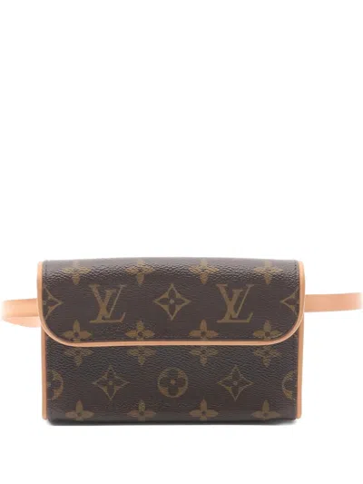 Pre-owned Louis Vuitton 2003 Monogram Pochette Florentine Belt Bag In Brown