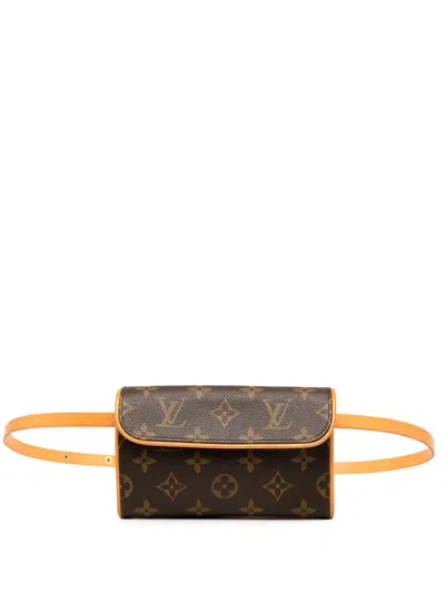 Pre-owned Louis Vuitton 2003 Monogram Pochette Florentine Belt Bag In Brown