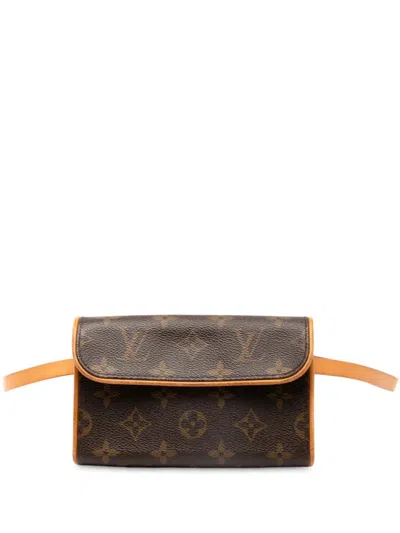 Pre-owned Louis Vuitton 2003 Monogram Pochette Florentine Belt Bag In Brown