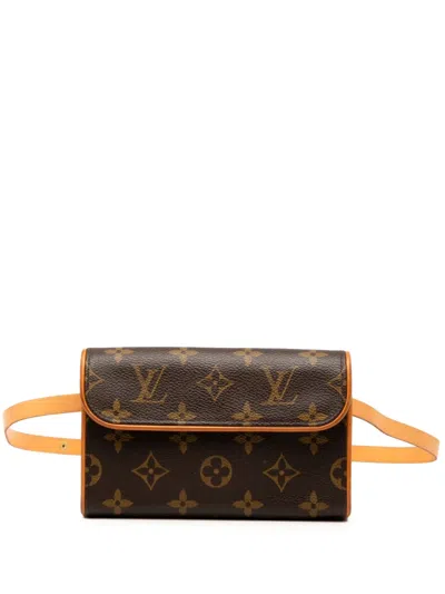 Pre-owned Louis Vuitton 2003 Monogram Pochette Florentine Belt Bag In Brown