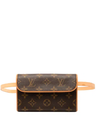 Pre-owned Louis Vuitton 2003 Monogram Pochette Florentine Belt Bag In Brown