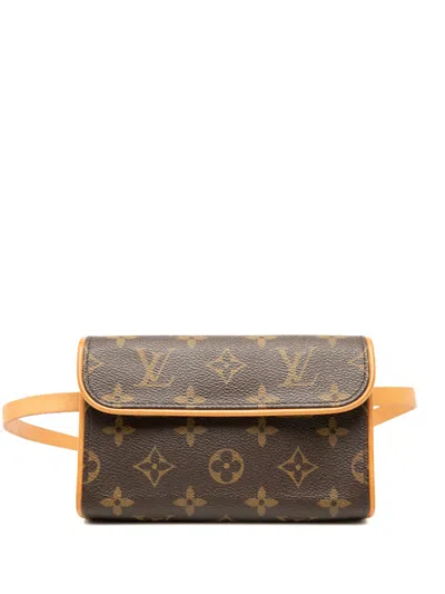 Pre-owned Louis Vuitton 2003 Monogram Pochette Florentine Belt Bag In Brown