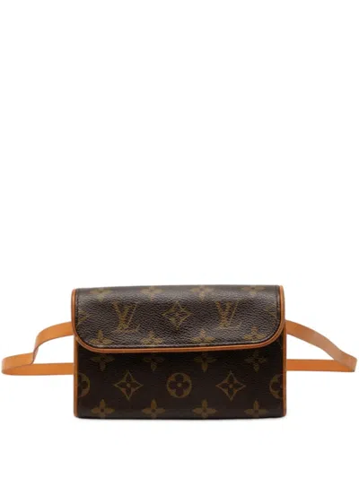 Pre-owned Louis Vuitton 2003 Monogram Pochette Florentine Belt Bag In Brown