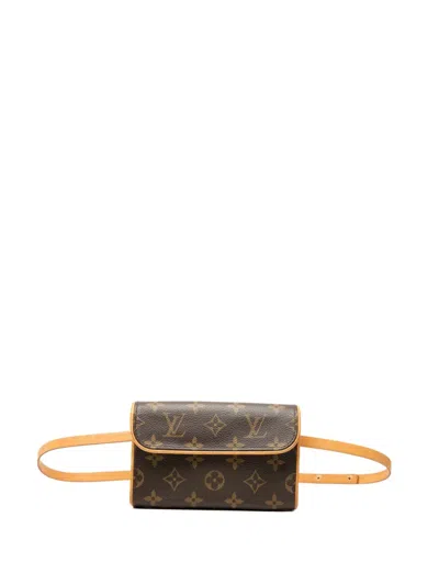 Pre-owned Louis Vuitton 2003 Monogram Pochette Florentine Belt Bag In Brown