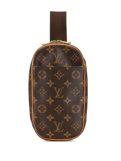 Pre-owned Louis Vuitton 2003 Monogram Pochette Gange Crossbody Bag In 褐色