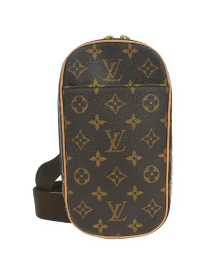 Pre-owned Louis Vuitton 2003 Monogram Pochette Gange Crossbody Bag In Brown